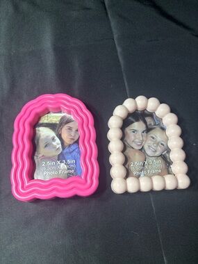New Set of 2 Small Decorative Photo Frames - Pink & Light Pink